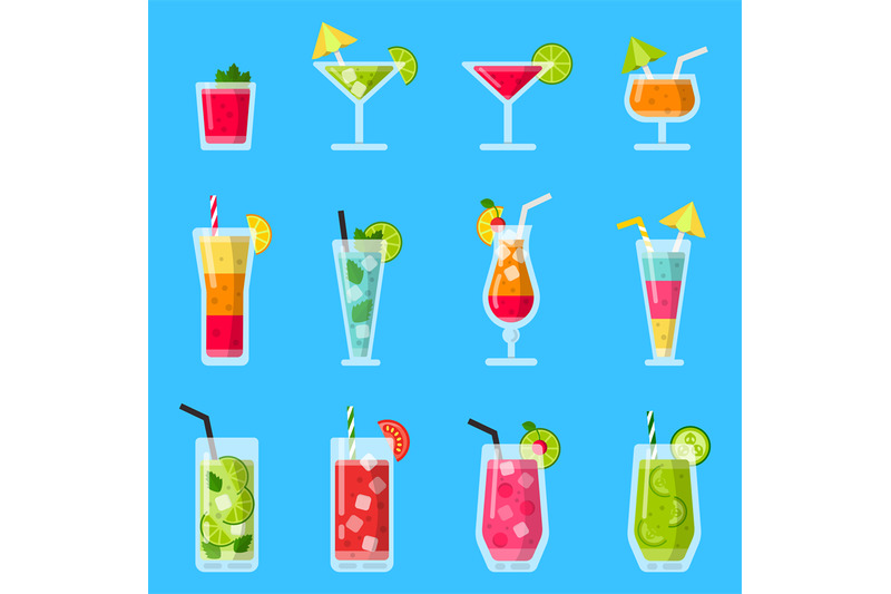 various-fresh-juice-and-cocktails-vector-set-in-flat-style