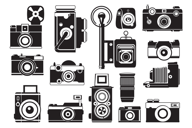 pictures-set-of-retro-cameras-vector-monochrome-illustrations