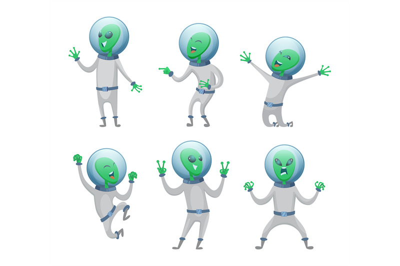 cartoon-aliens-in-various-action-poses