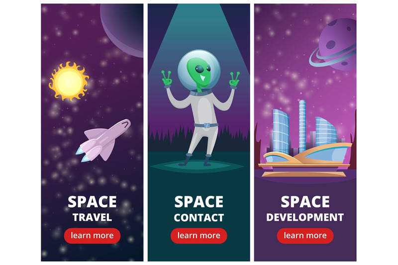 vector-vertical-banners-with-pictures-of-space-backgrounds-with-aliens