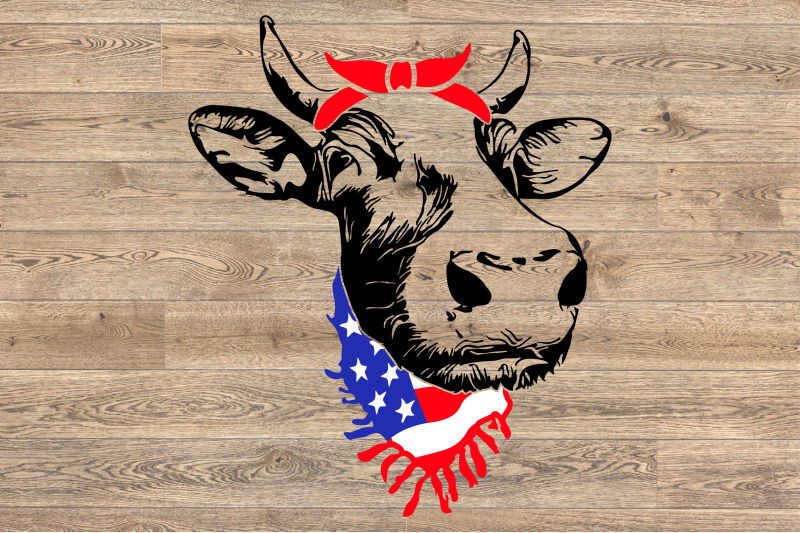 Download Cow Head whit Bandana and Scarf US flag SVG cowboy Heifer ...