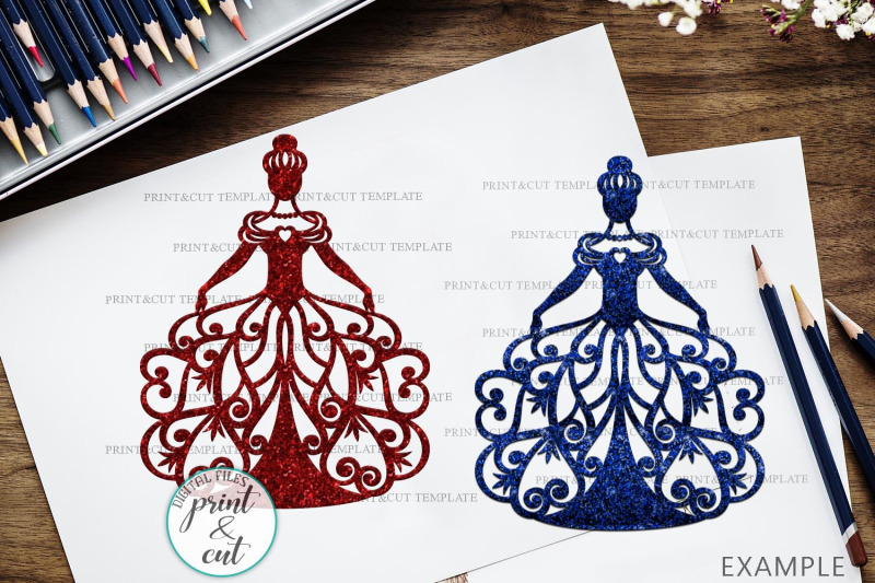 Download Bride In A Floral Swirls Dress Wedding Paper Cut Laser Cut Svg By Kartcreation Thehungryjpeg Com