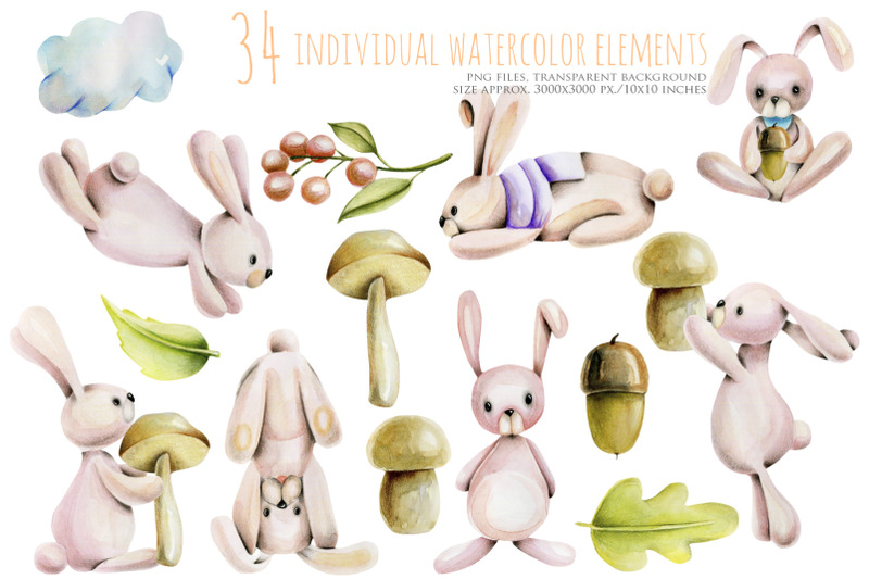 14-rabbits-watercolor-clip-art
