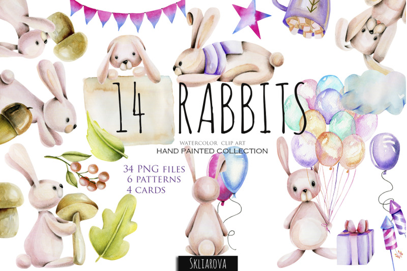14-rabbits-watercolor-clip-art