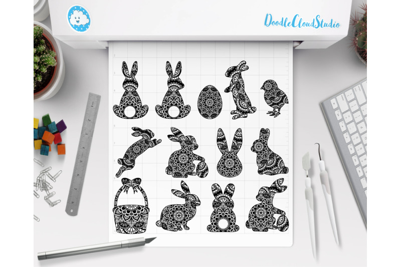 Easter Mandala Svg Bunny Mandala Svg Rabbit Mandala Svg By Doodle Cloud Studio Thehungryjpeg Com