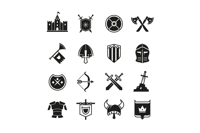 medieval-warriors-shield-and-sword-vector-icons-ancient-knight-symbol