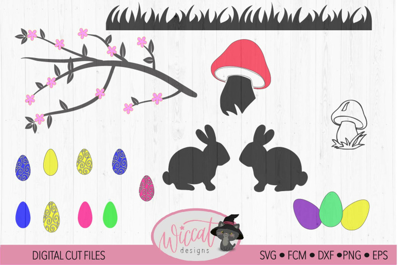 Easter Branch Window Decal Svg Easter Scene With Bunnies By Wiccatdesigns Thehungryjpeg Com
