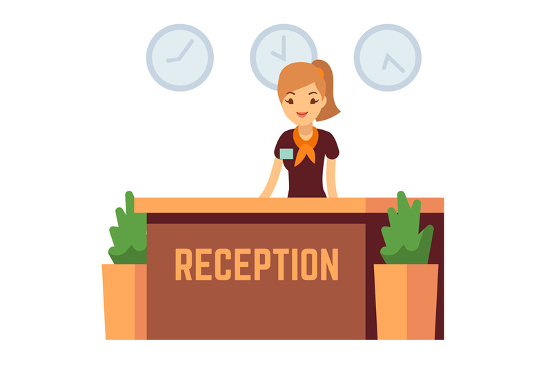 bank-office-or-hotel-reception-with-receptionist-smiling-woman-vector