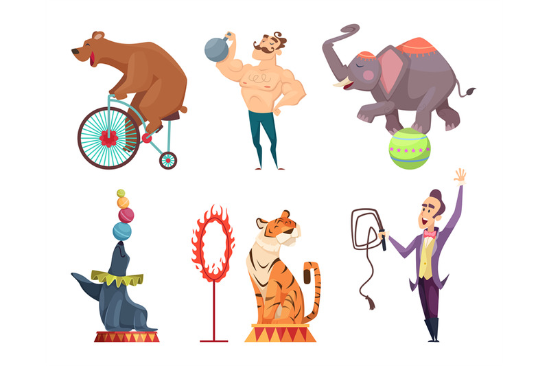 circus-mascots-clouns-performers-juggler-and-other-characters-of-ci