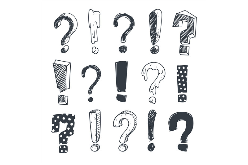 grunge-doodle-sketch-exclamation-and-question-marks-vector-set