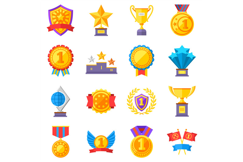 trophy-medals-and-winning-ribbon-success-icons-win-awards-vector-winn