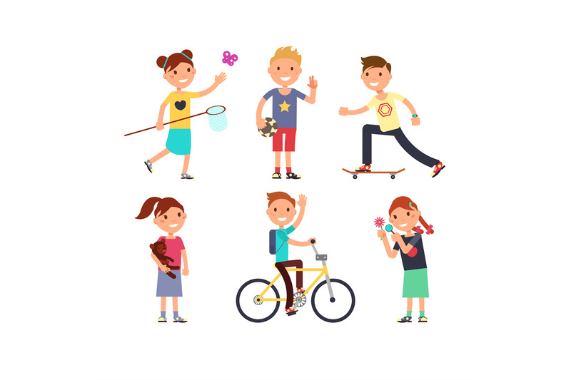 playing-children-with-toys-happy-kids-in-playground-vector-set