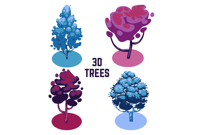unusual-colors-trees-collection-trees-isolated-on-white