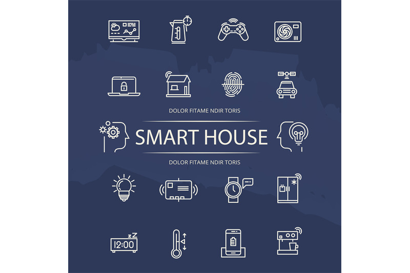 smart-house-line-icons-collection