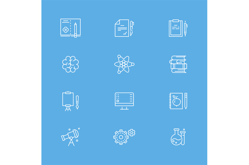 education-and-writing-line-icons-collection