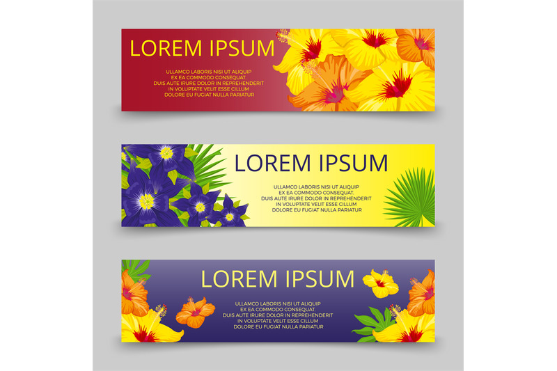 tropical-leaves-and-flowers-banners-template