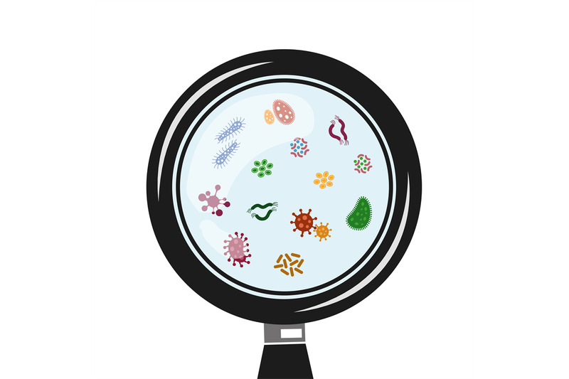 viruses-and-microbes-in-the-magnifier-vector