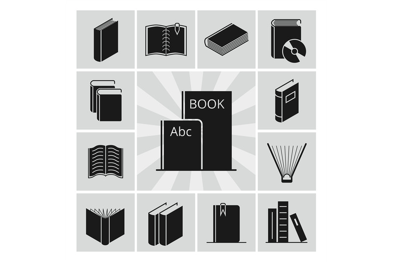 black-books-silhouettes-icons-collection