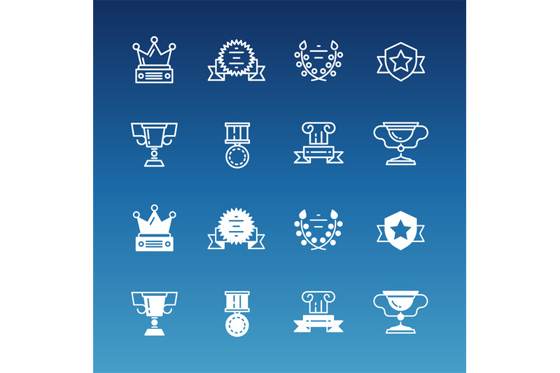 trophy-prizes-awards-line-and-outline-icons-collection