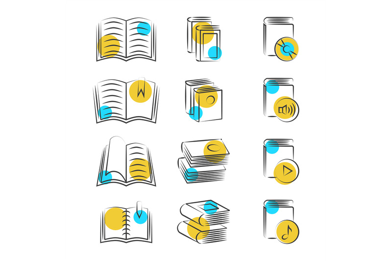 hand-drawn-line-book-icons-on-white-background