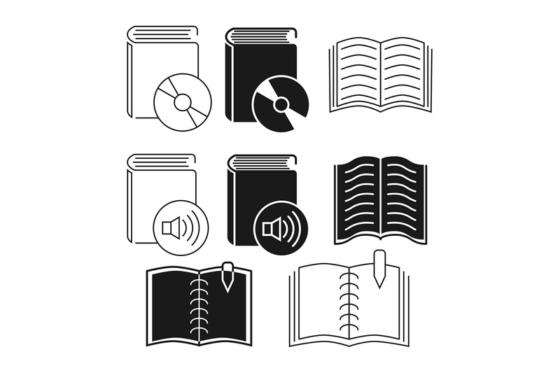 thin-line-and-outline-book-icons-collection