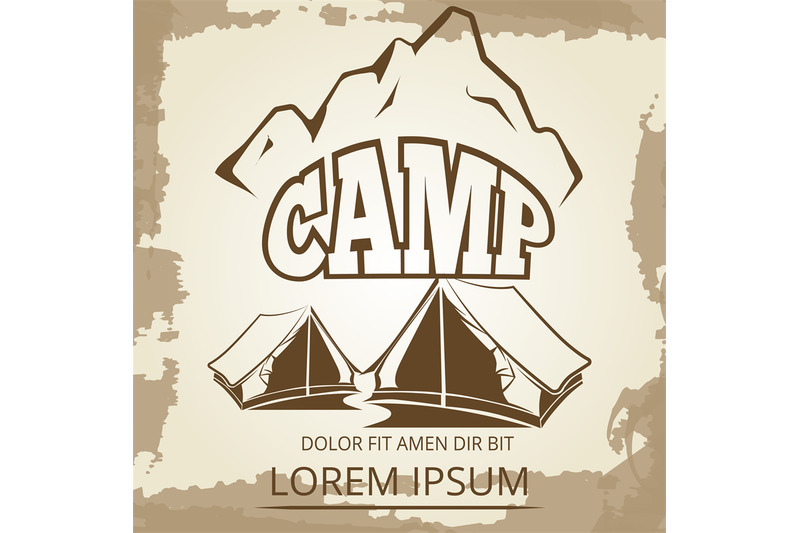 camping-label-with-tents-and-mountains-on-vintage-background