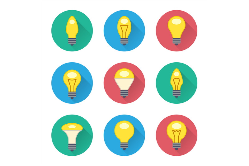 colorful-light-bulbs-flat-icons-set