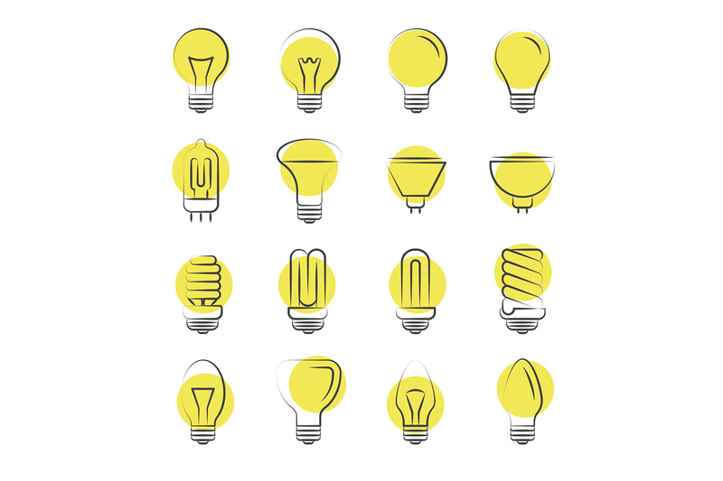 line-light-bulbs-icons-on-white-background