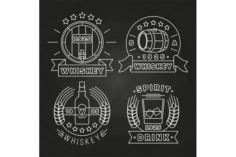 whiskey-and-drink-labels-collection-on-chalkboard
