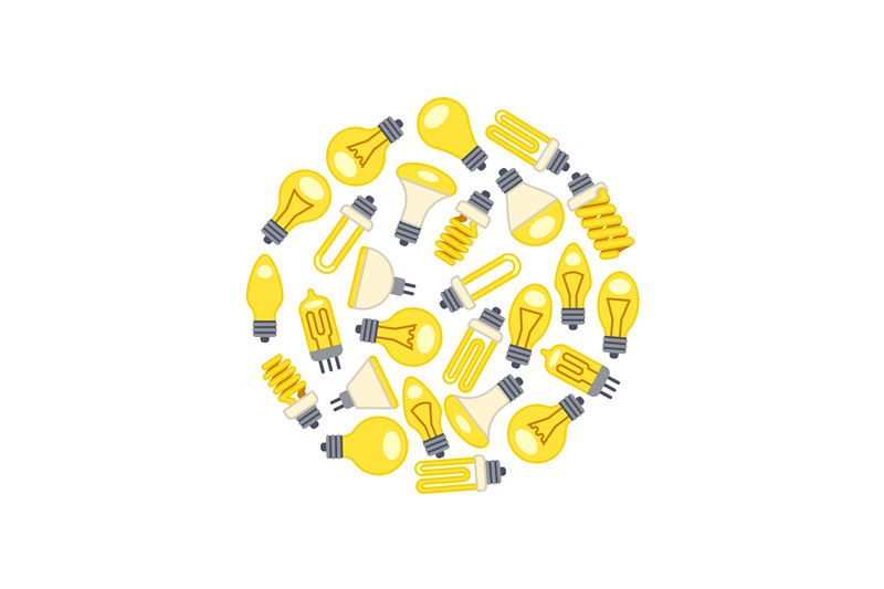 yellow-light-bulbs-icons-in-circle-on-white-background