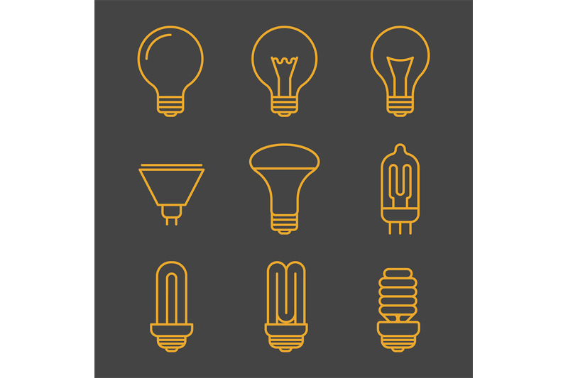 yellow-light-bulbs-outline-icons