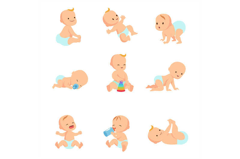 infant-baby-vector-characters-newborn-in-different-activity-isolated