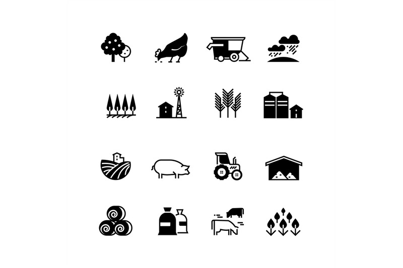 organic-farm-and-agriculture-vector-silhouette-icons-isolated
