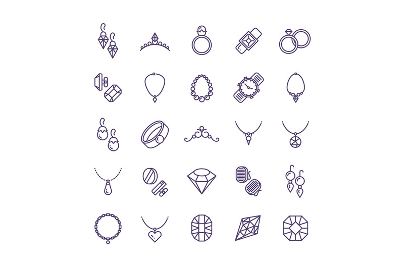 expensive-gold-jewelry-with-diamond-vector-line-icons-and-wedding-acce