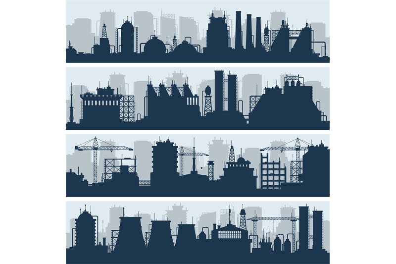 industrial-vector-skylines-modern-factory-and-works-building-silhouet