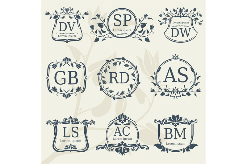 vintage-elegance-wedding-monograms-with-floral-frames-vector-stock