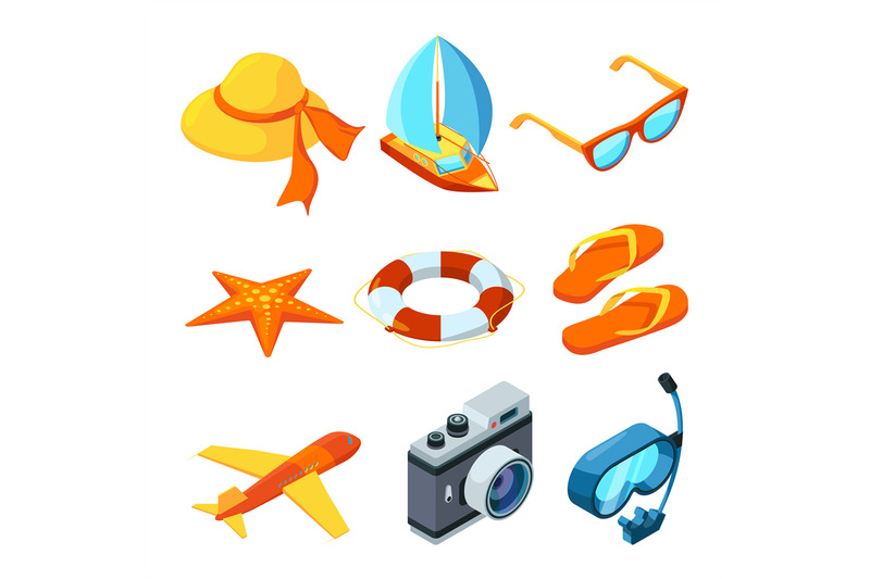 summer-time-isometric-travelling-vector-symbols