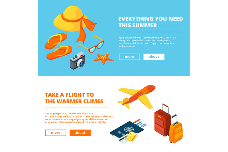 banners-of-summer-time-isometric-illustrations-of-summer-travelling