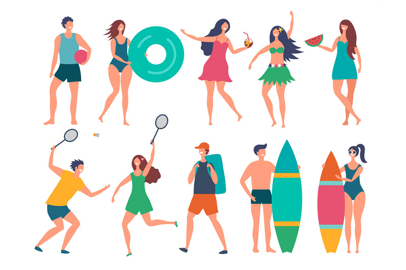 groups-of-summer-peoples-vector-stylized-characters-isolate