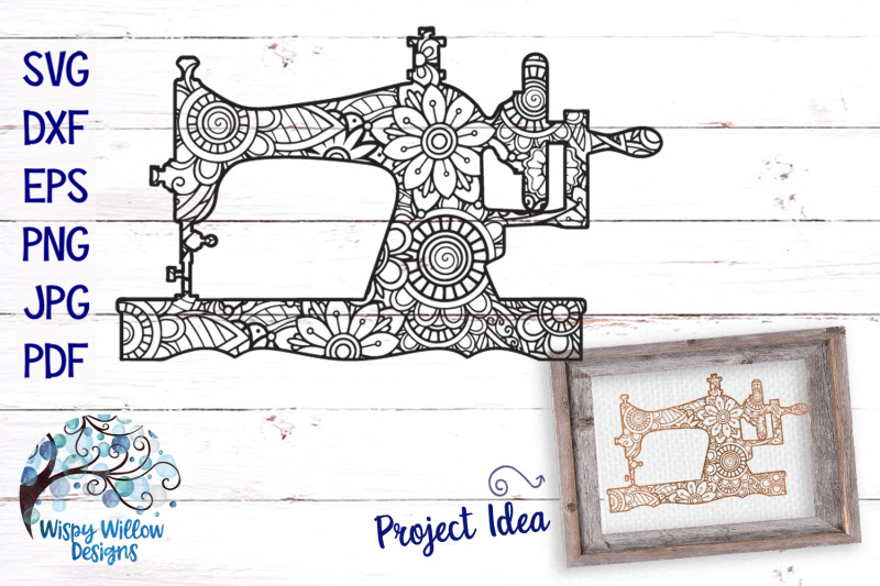 Download Sewing Machine Mandala Zentangle SVG By Wispy Willow Designs | TheHungryJPEG.com