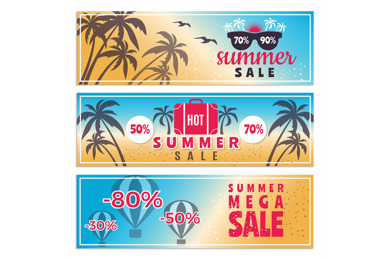 summer-sale-banners-horizontal-advertising-banners-with-palm-trees