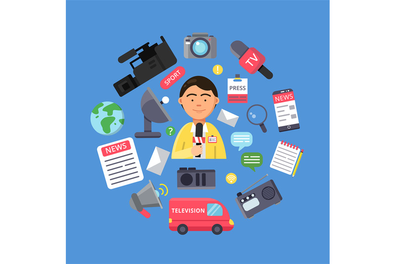 media-concept-with-picture-of-journalist-and-various-specific-equipmen