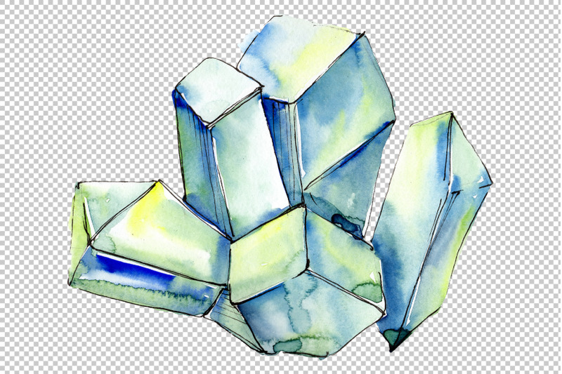 crystals-blue-watercolor-png