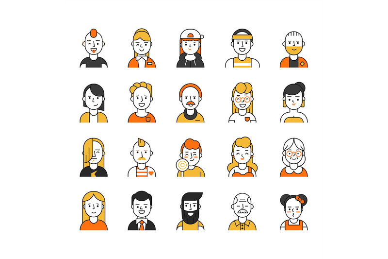 users-icon-set-in-linear-style-various-funny-characters-male-and-fema