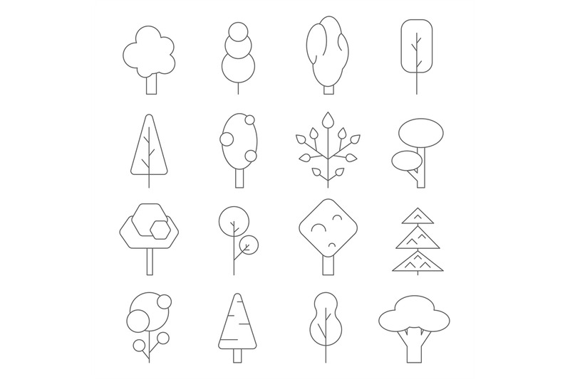 outline-trees-vector-mono-line-pictures-of-various-plants