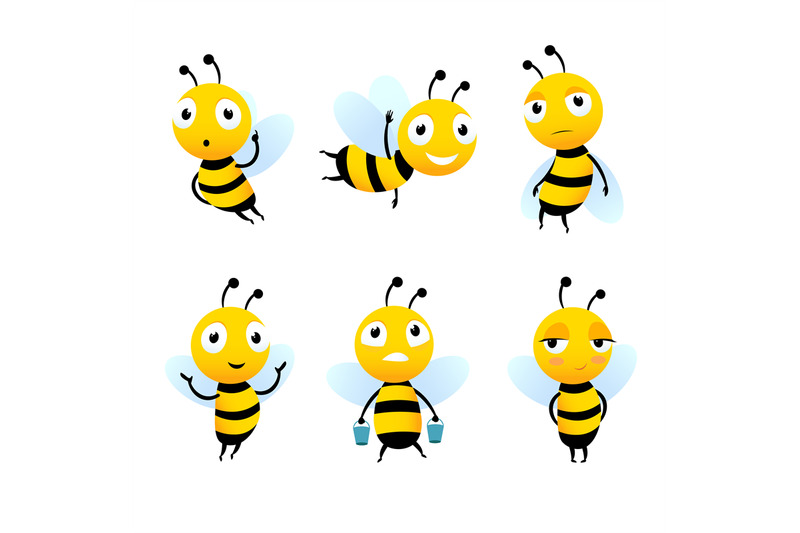 various-cartoon-characters-of-bees-with-honey