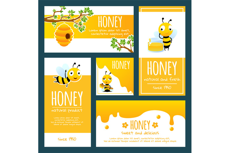 honey-labels-banners-or-cards-design-template-with-illustrations-of-b