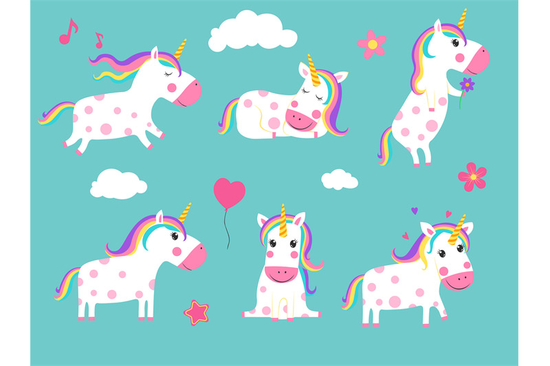 cartoon-unicorns-cute-fairy-tale-animals-in-dynamic-poses