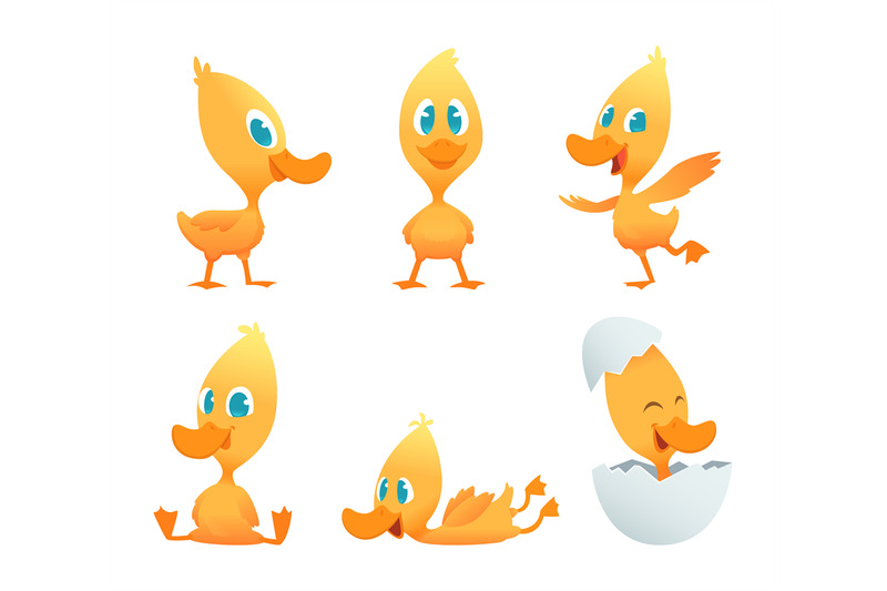 cartoon-duck-various-action-poses-of-funny-duck