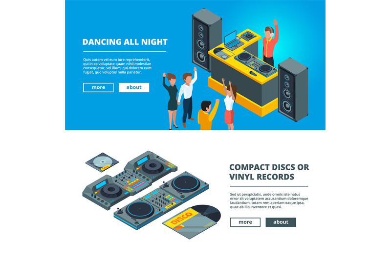 big-music-party-vector-banners-with-illustrations-of-dj-party-in-club